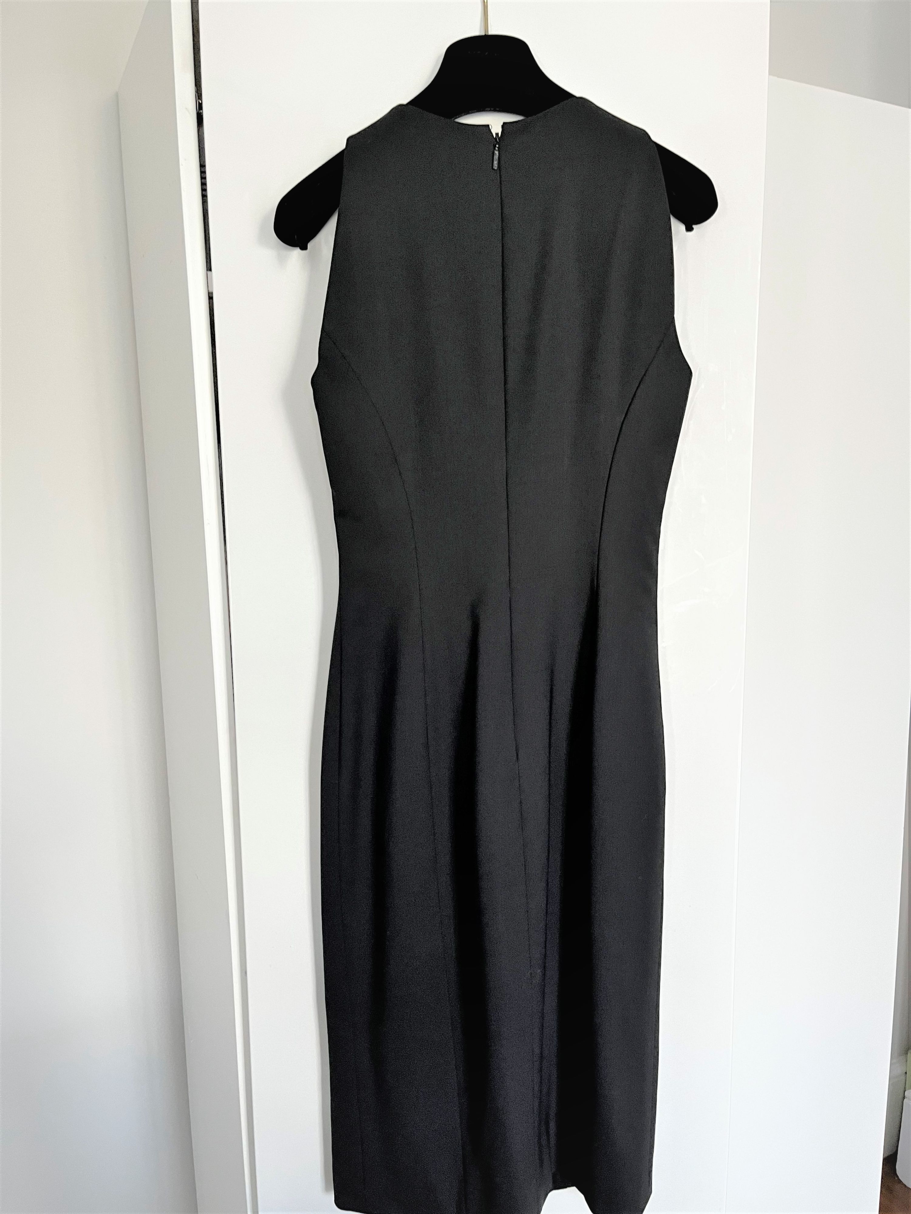 Preowned Versace Black Wool-Blend Sheath Dress Size XS polyester