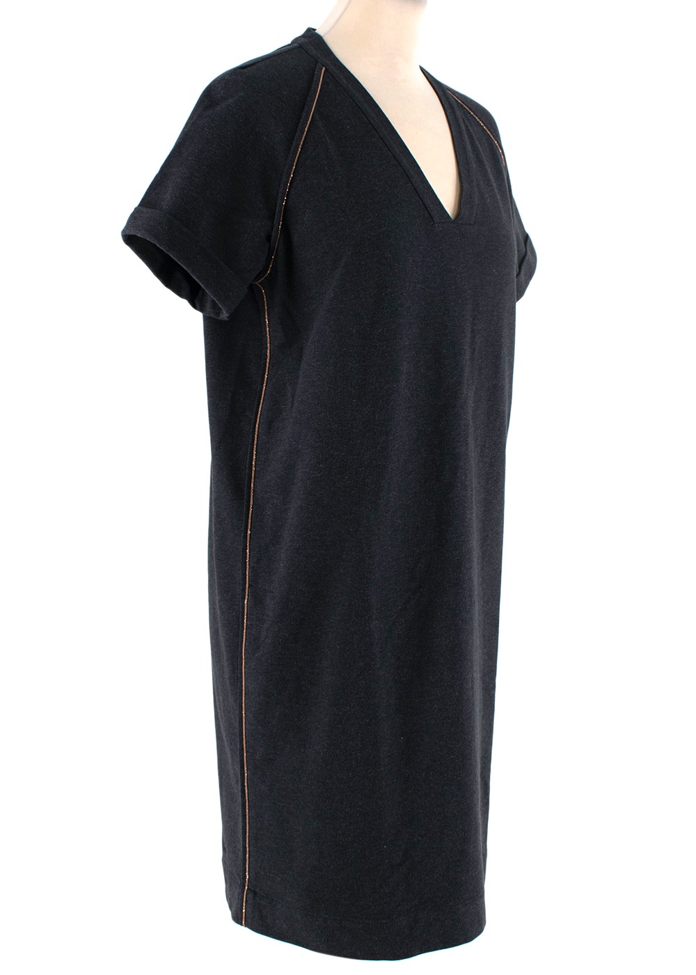 Preowned Brunello Cucinelli Charcoal Shift Dress Size S cotton