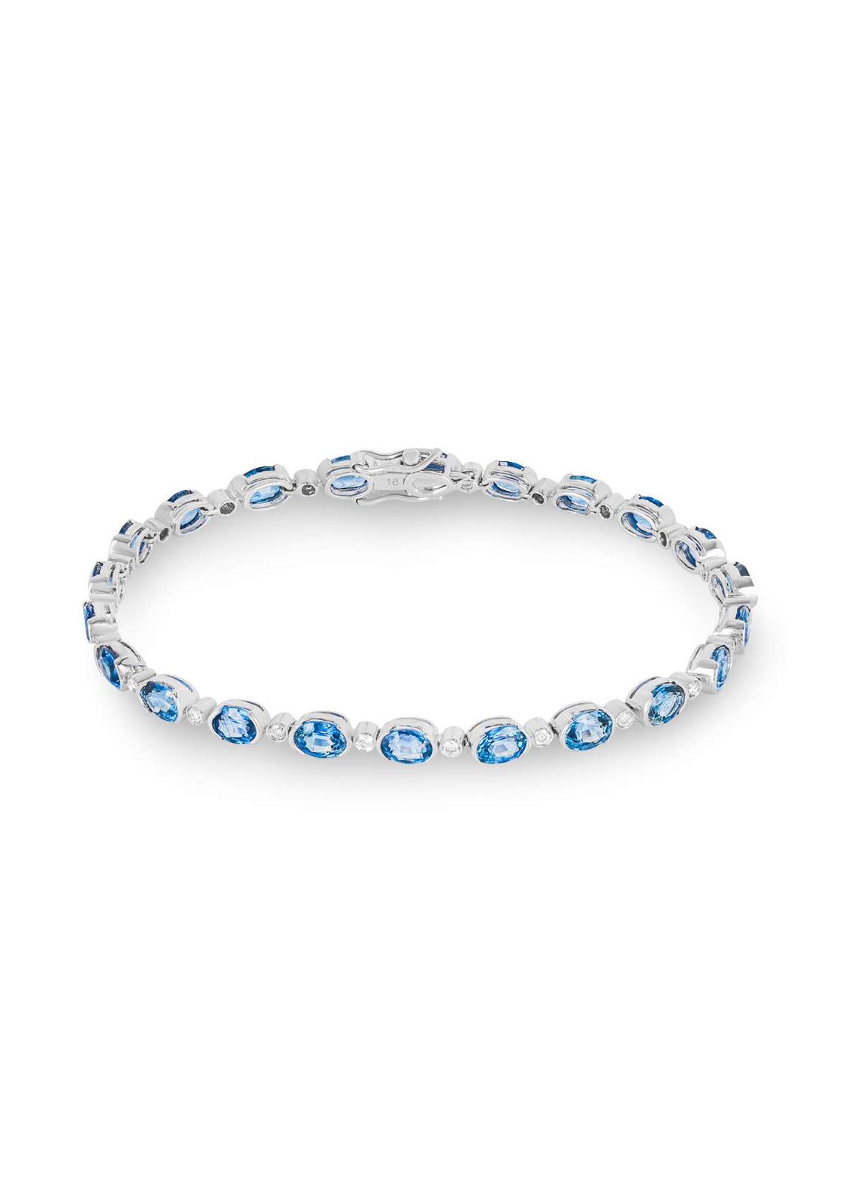 18ct White Gold Diamond  Sapphire Line Bracelet