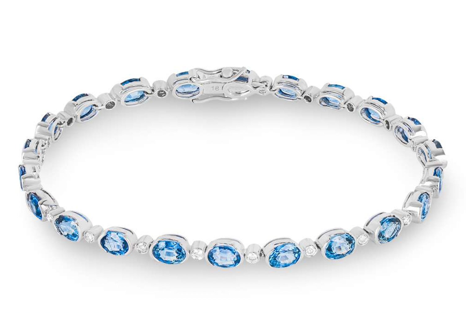 18ct White Gold Diamond  Sapphire Line Bracelet