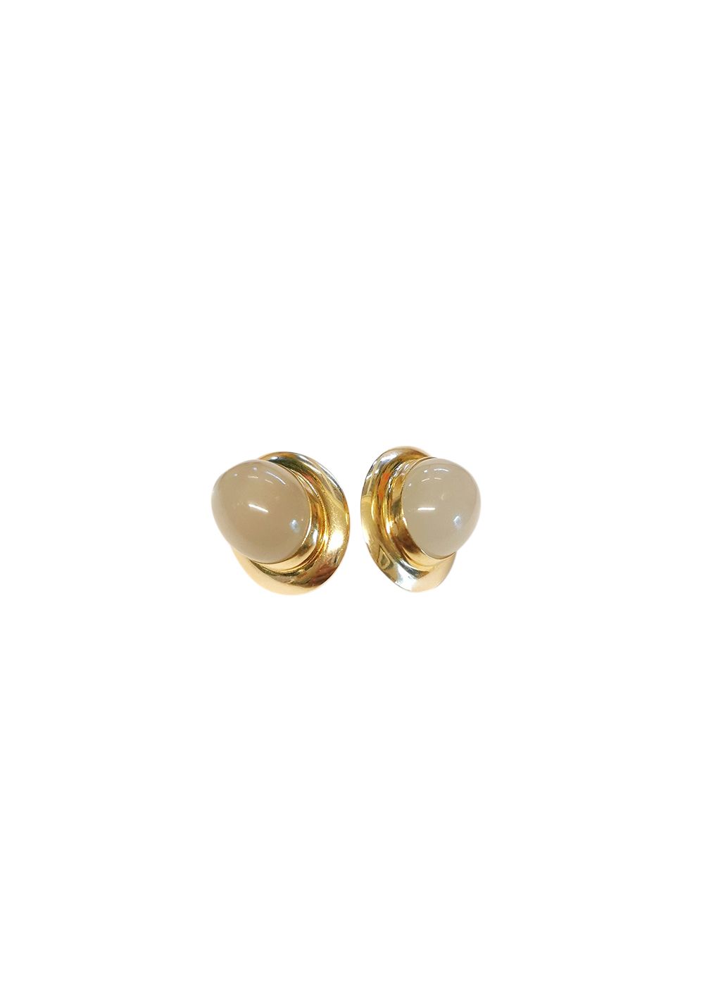 Preowned 9ct yellow gold  moonstone cabouchon earrings