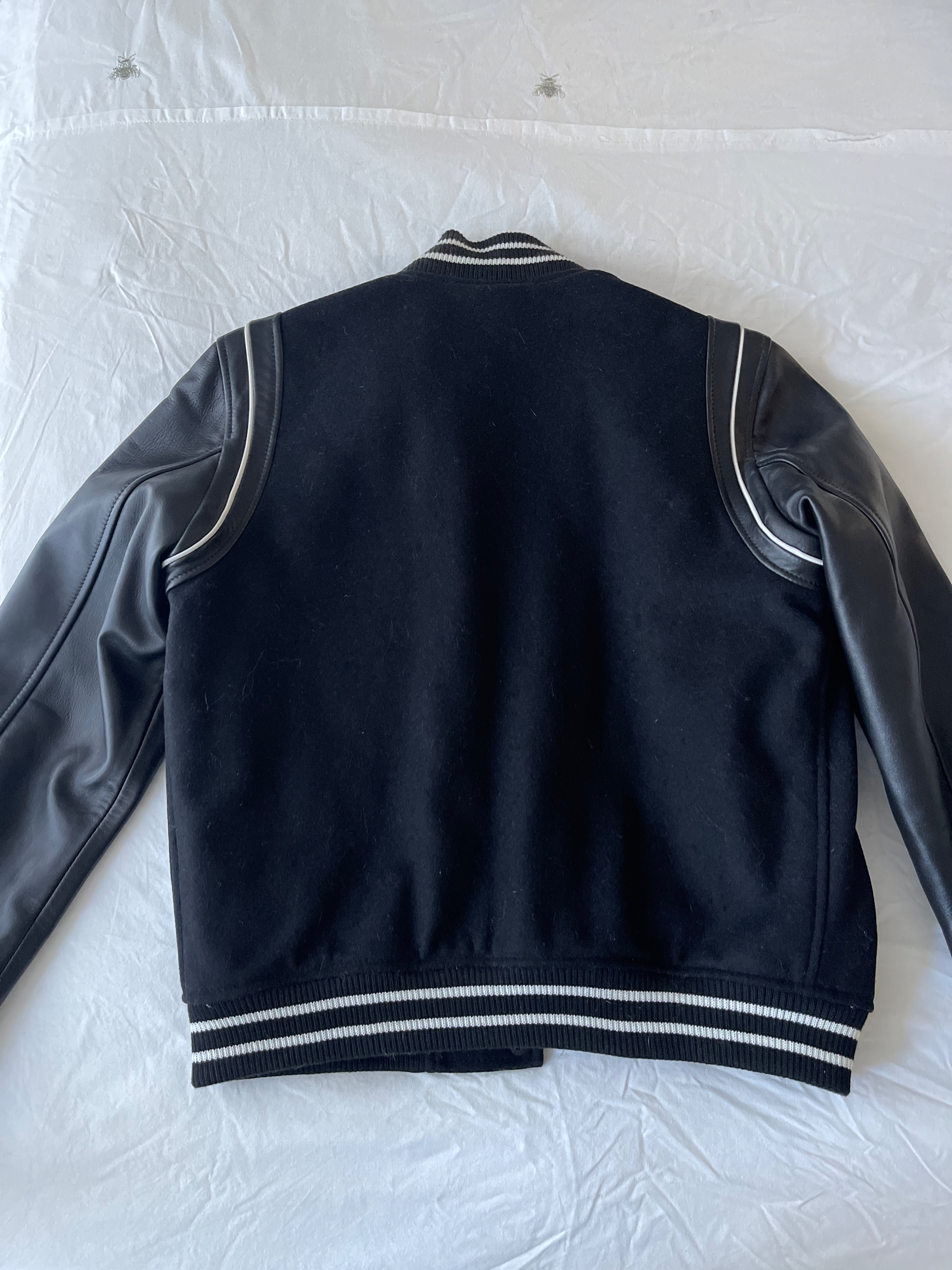 Bodaskins Wool  Nappa Leather Varsity Jacket Size XS Black and White