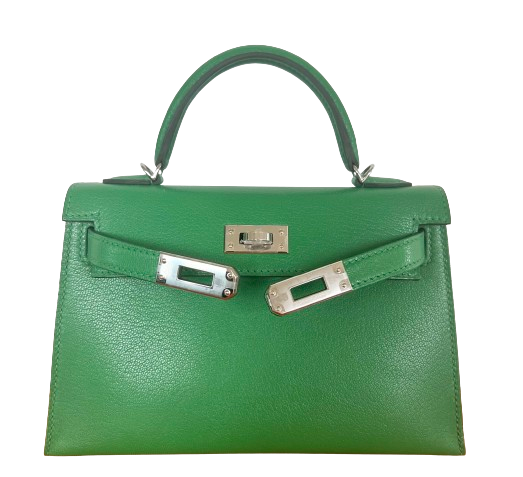 Hermes Mini Kelly in Bamboo Chevre Leather with Palladium Hardware Bambou vre leather