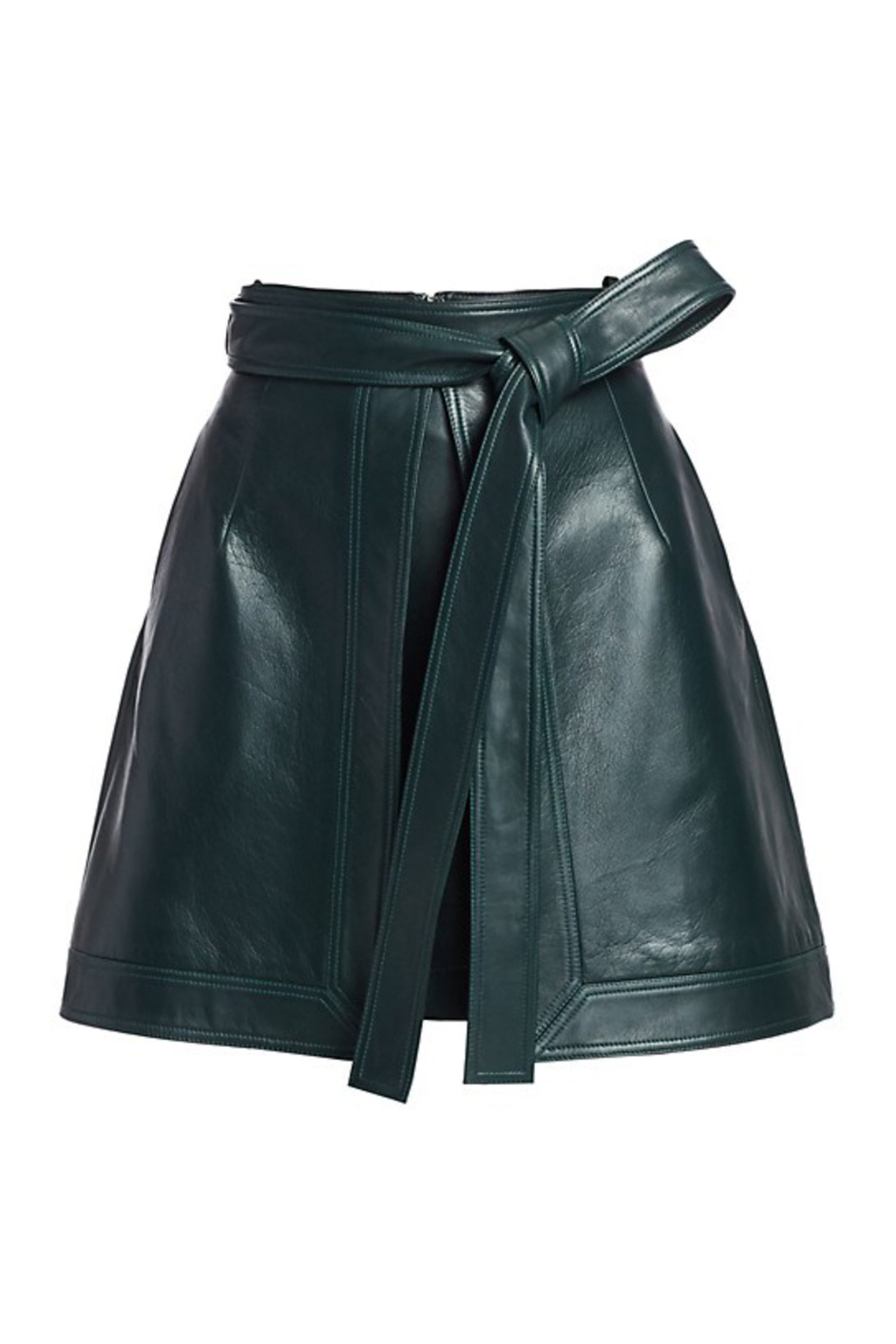 Oscar De La Renta Green Leather Mini Skirt Size 38