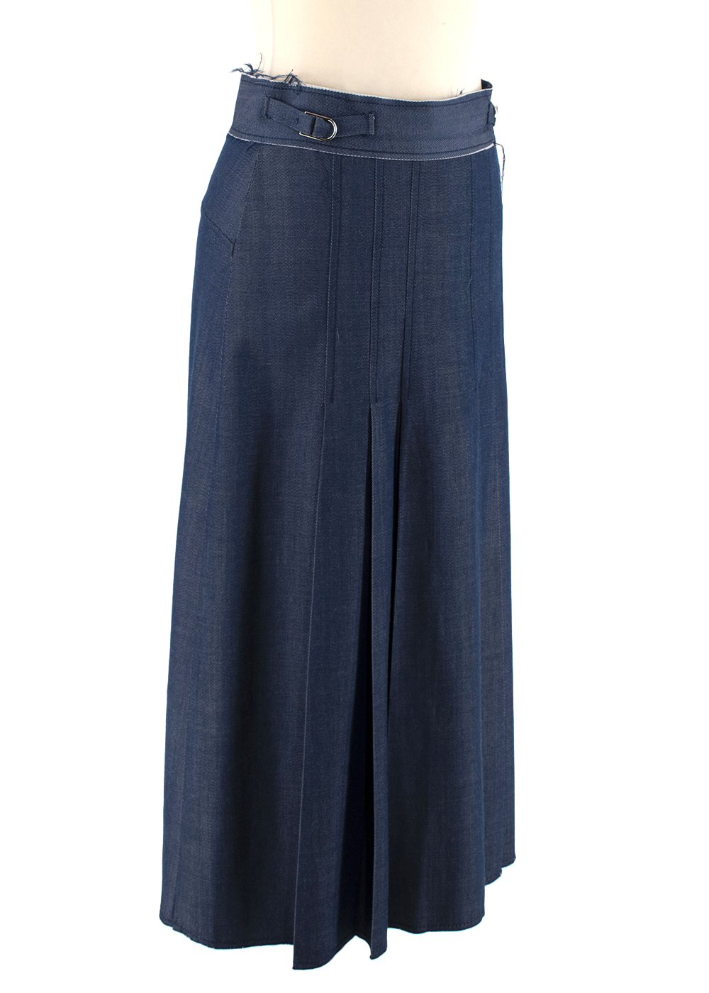 Gabriela Hearst Denim-Blue Wool Pleated Maxi Skirt Size XXS Blue