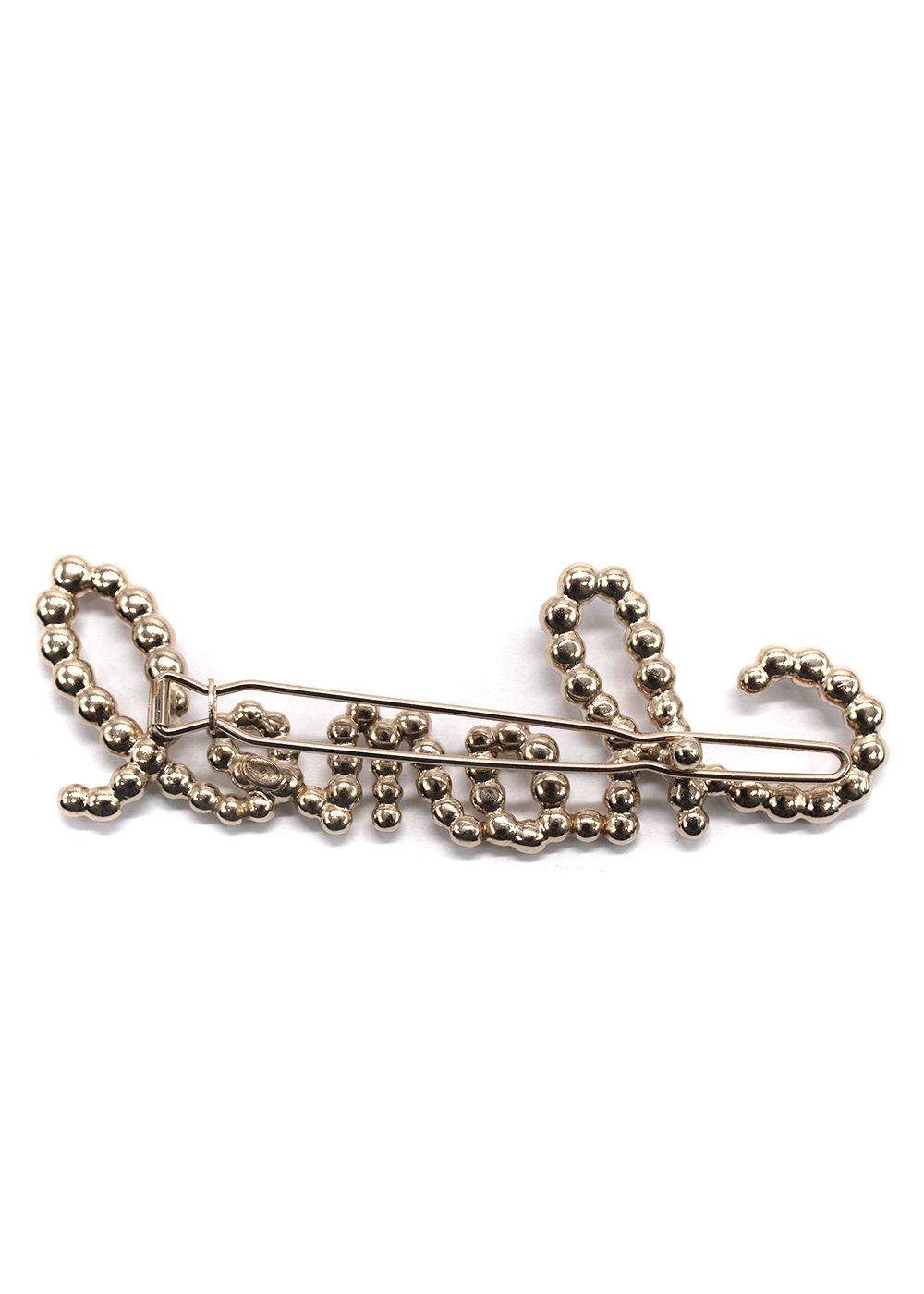 Chanel Faux Pearl and Crystal 'Chanel' Hair Pin Gold and Silver metal