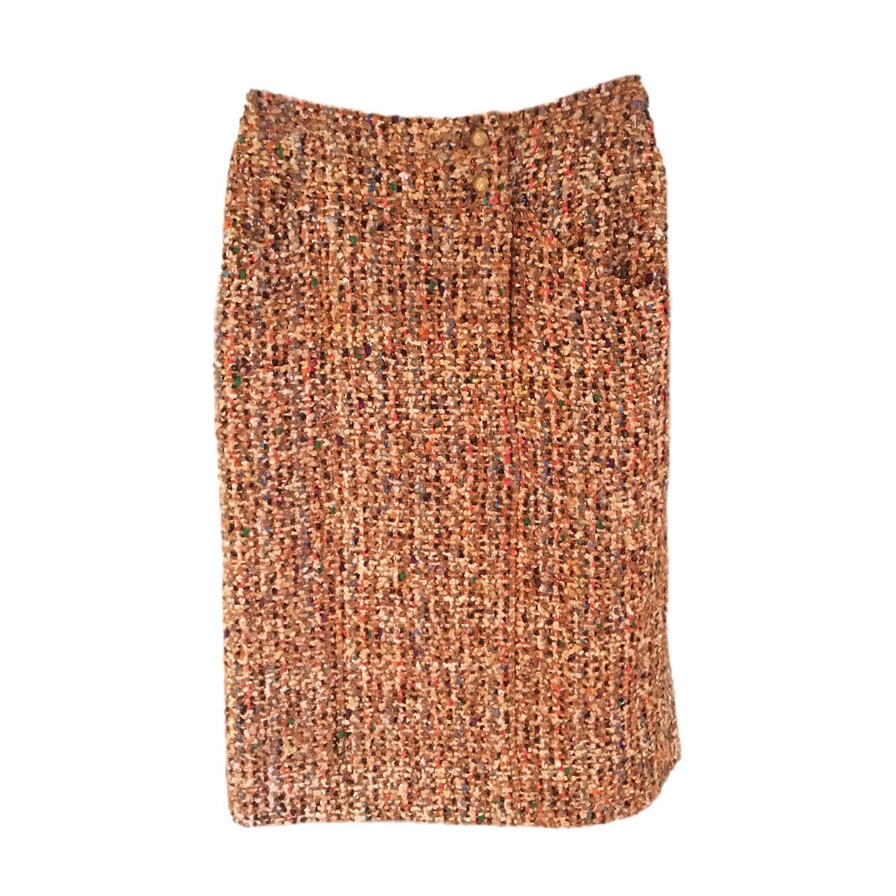 Preowned Chanel Multicoloured Boucle Tweed Skirt Size XS Tan/Brown