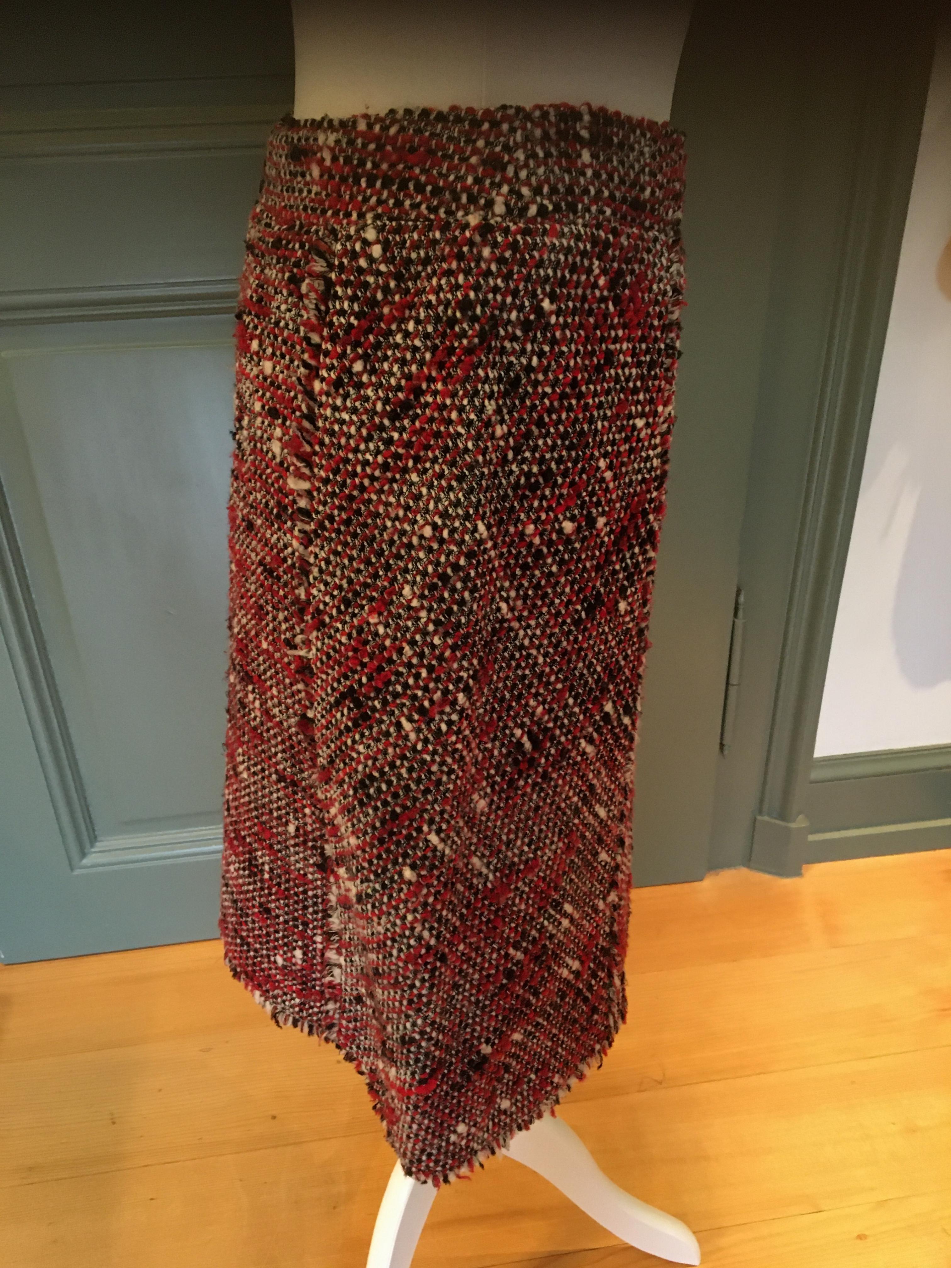 Preowned Chanel Multicoloured Boucle Tweed Skirt Size XS Tan/Brown