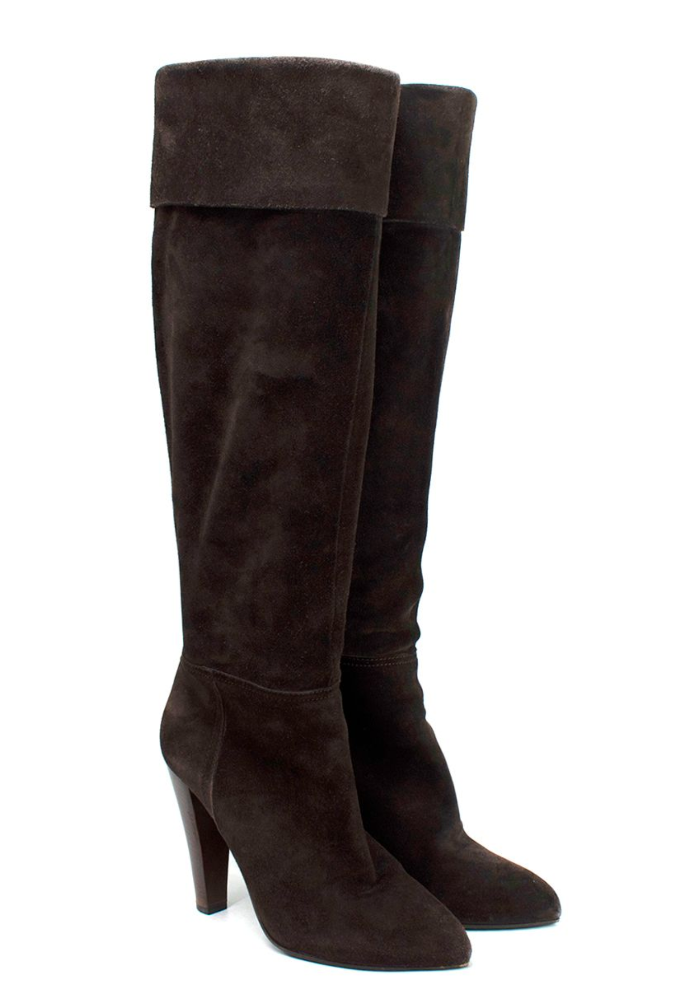 Preowned Miu Miu Chocolate Brown Suede Knee Boots Size 365 dark brown