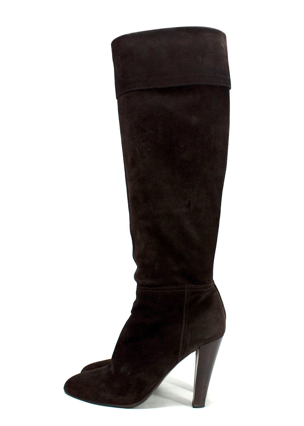 Preowned Miu Miu Chocolate Brown Suede Knee Boots Size 365 dark brown