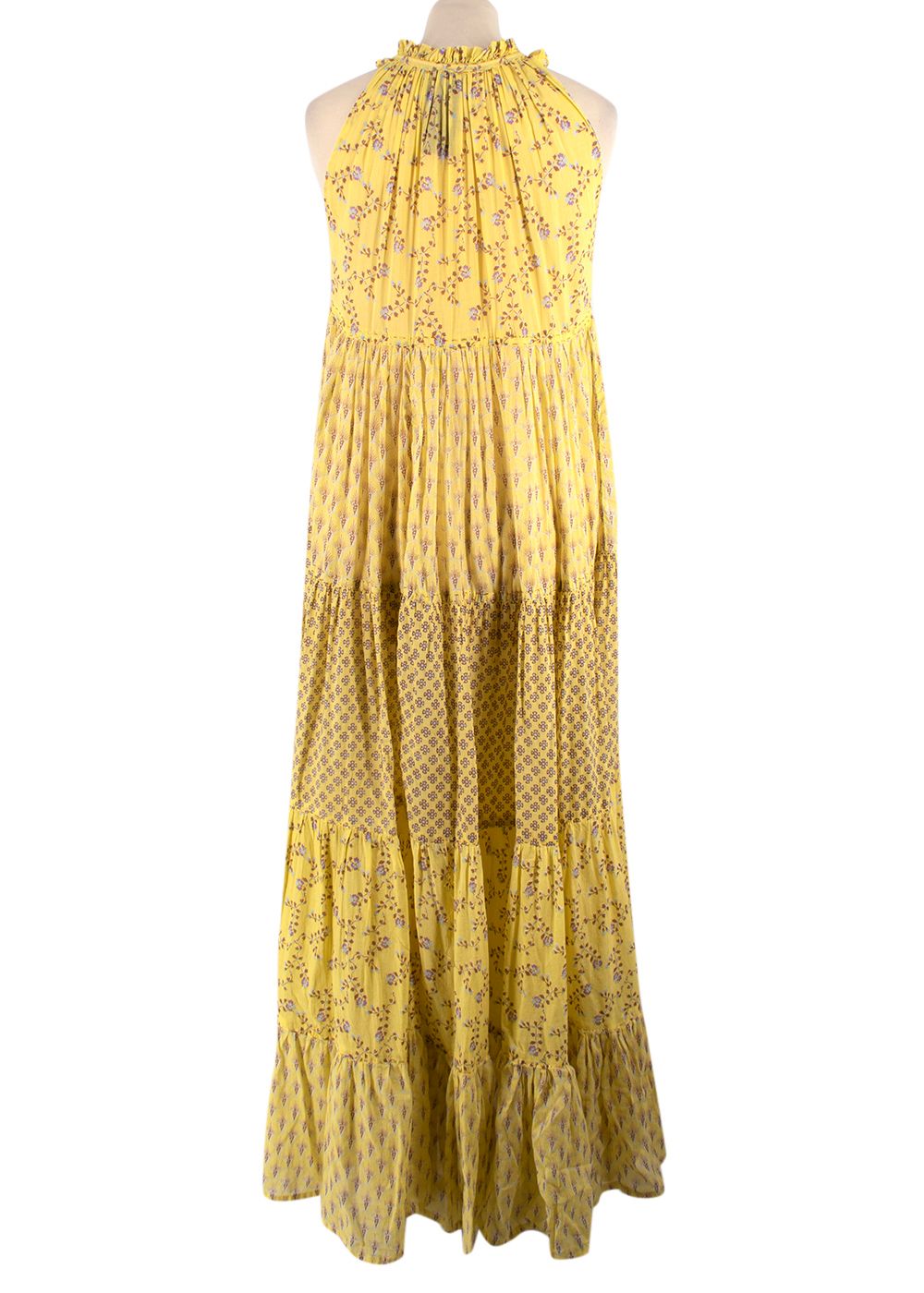 Yvonne S Yellow Sleeveless Maxi Hippydress Size XS Yellow florals cotton