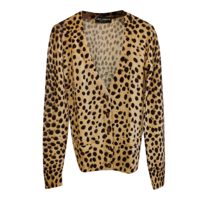 Preowned Dolce  Gabbana Cashmere Leopard Print Cardigan Size XXS Animal Print