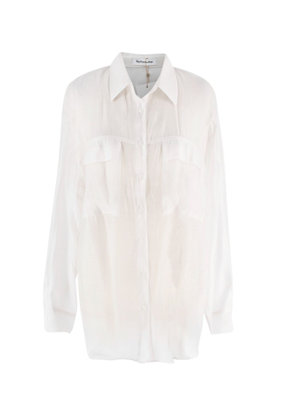 The Frankie Shop Cream Madeline Sheer Shirt Size S lyocell/polyester