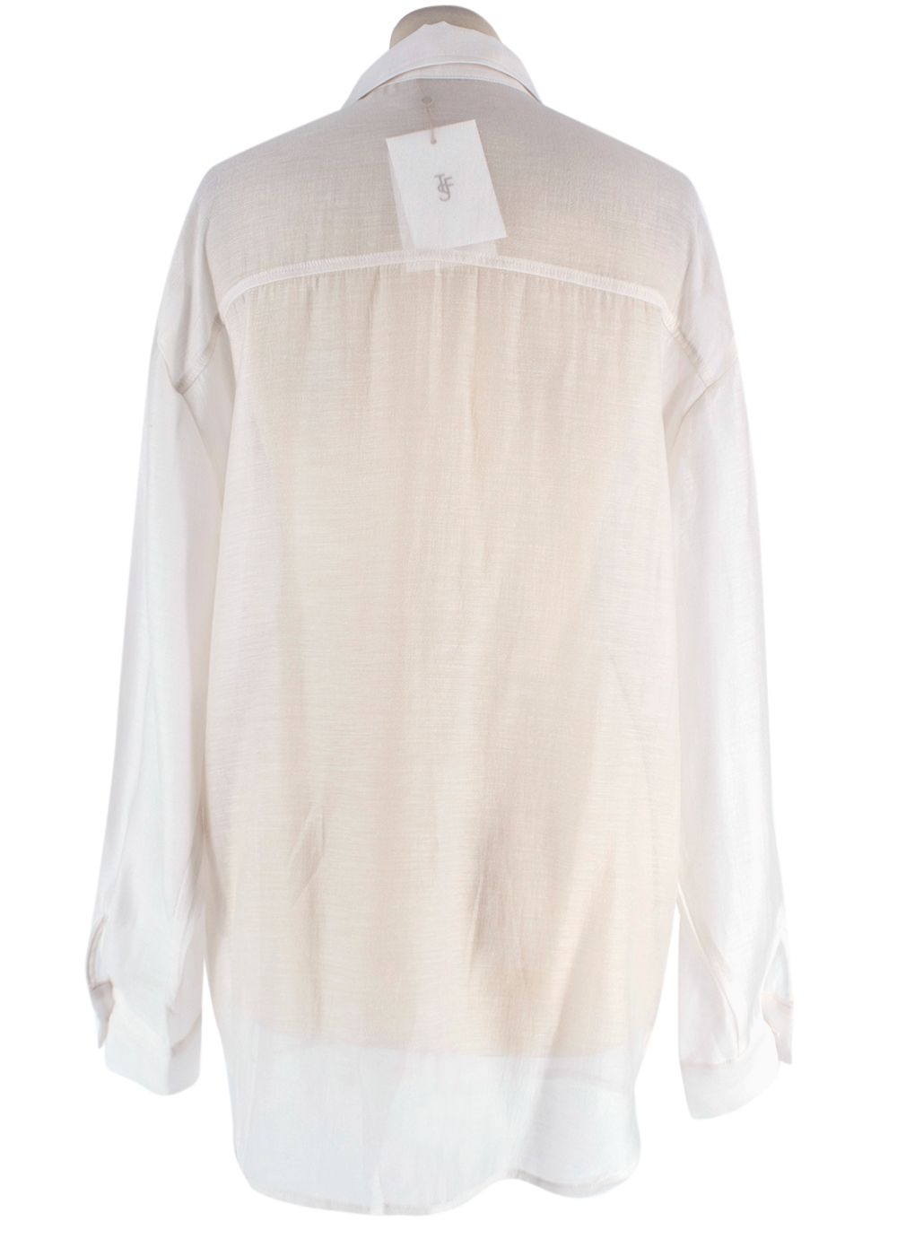 The Frankie Shop Cream Madeline Sheer Shirt Size S lyocell/polyester