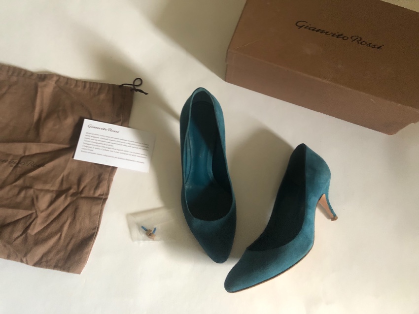 Preowned Gianvito Ross Suede 70mm Pumps Size 375 Blue