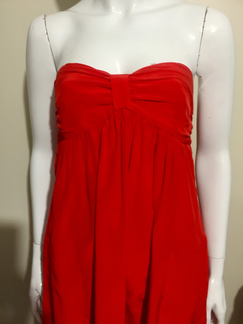 Preowned Zimmermann Red Strapless Mini Dress Size S silk