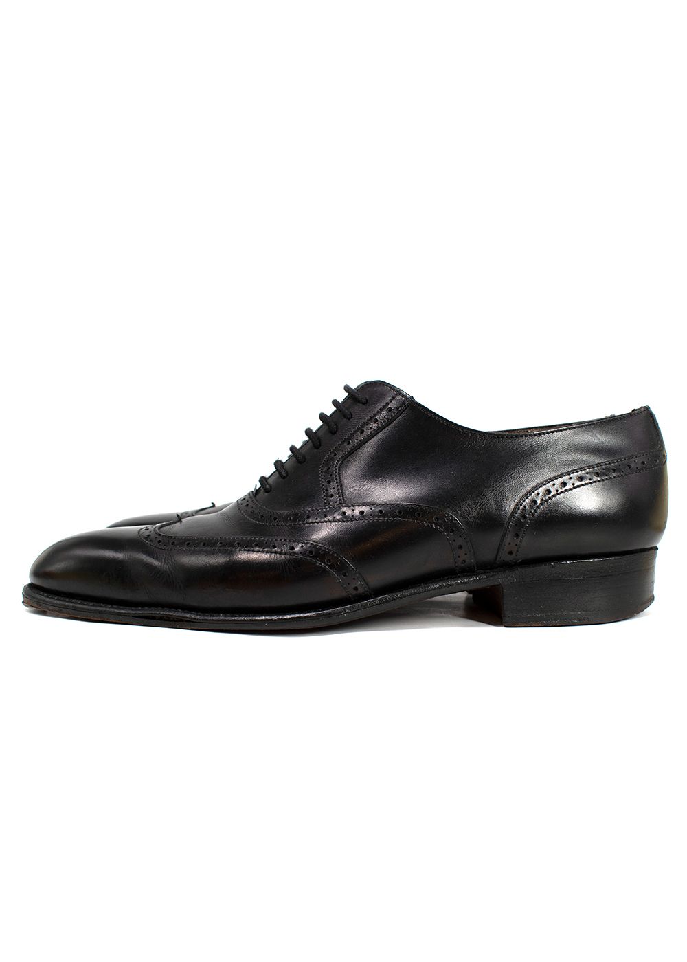 Men's Preowned JM Weston Black Perforated Leather Dress Shoes Size 40