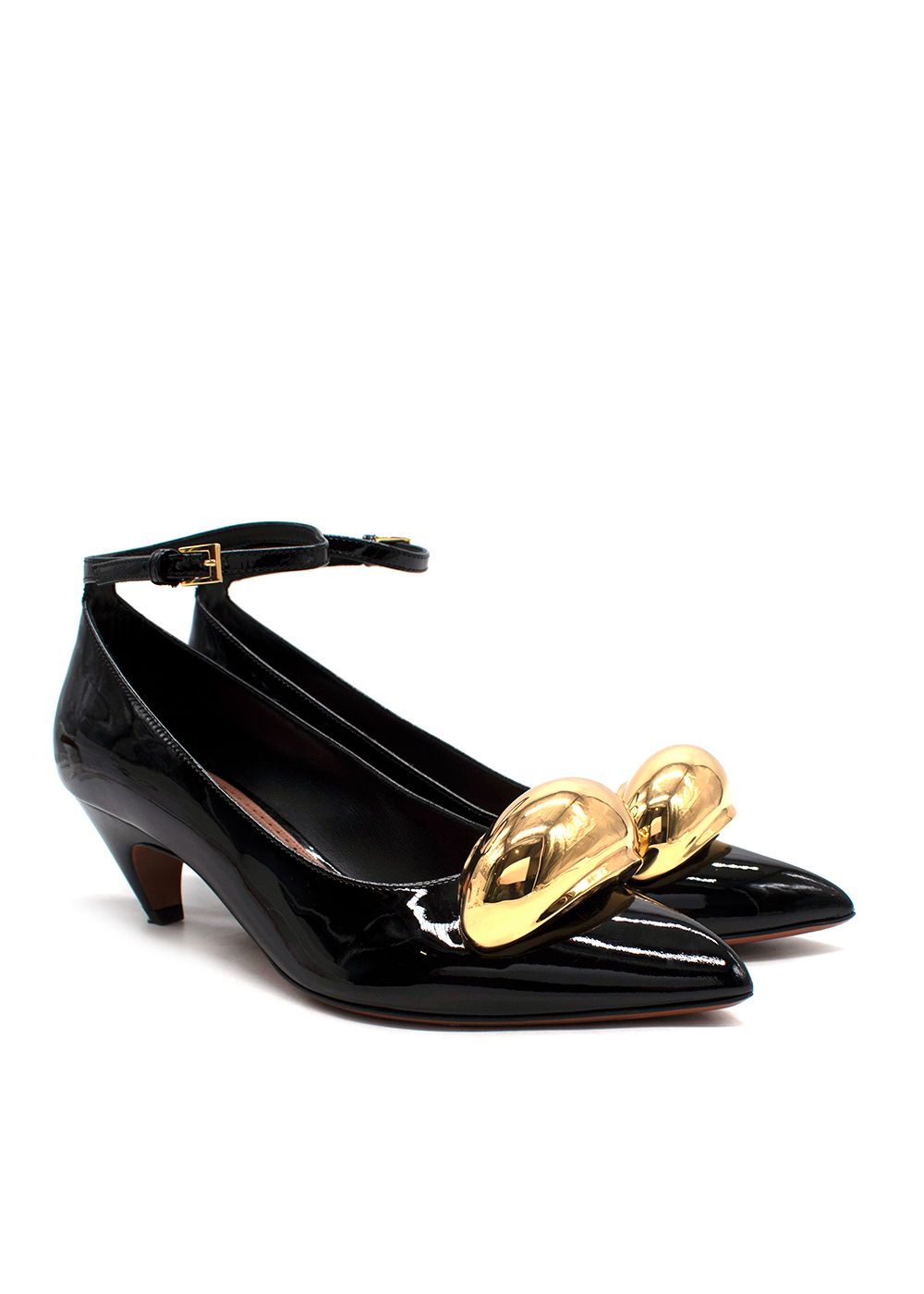 Preowned Alaia Black Patent Leather Shark Jewel Heel Size 39