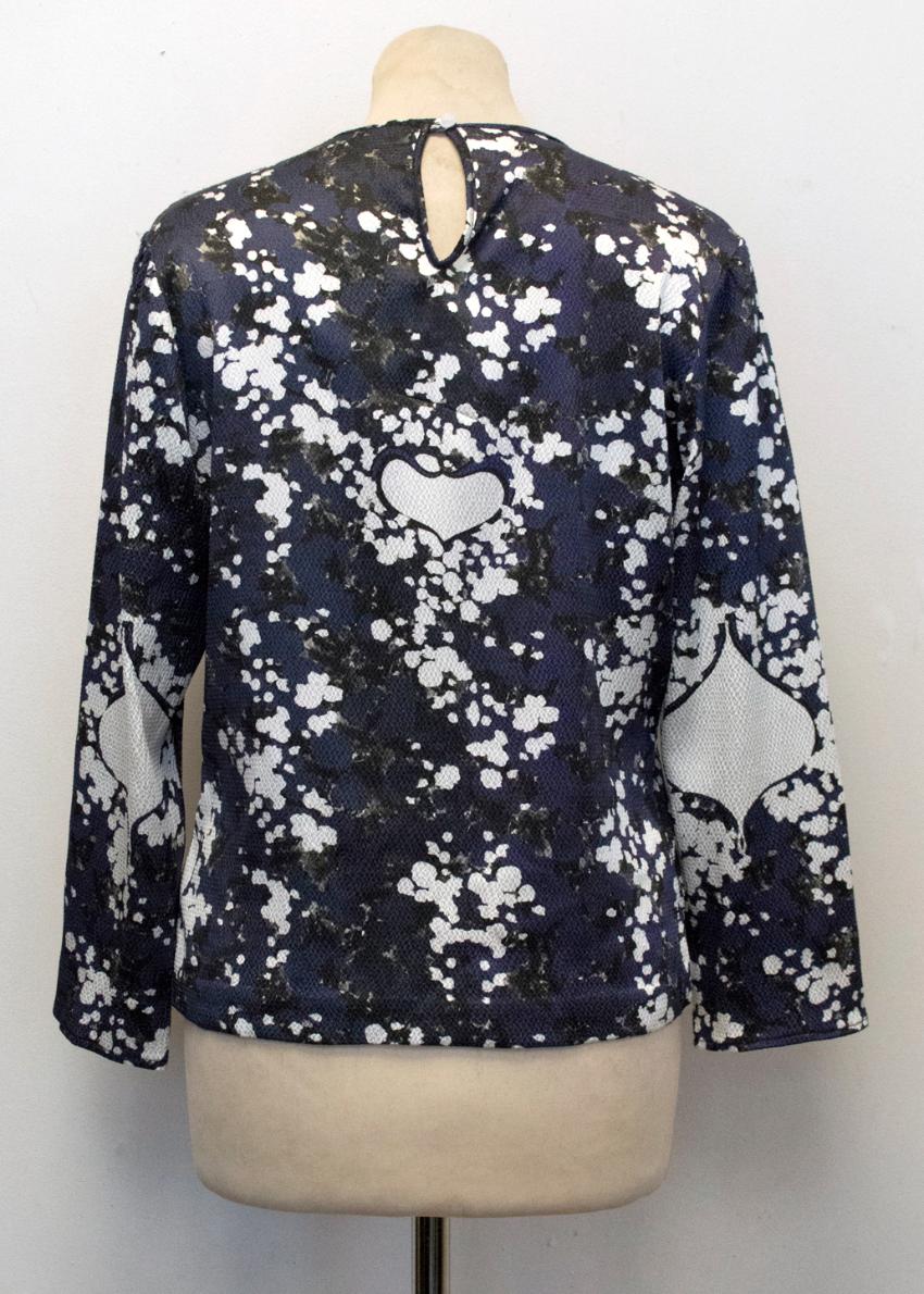 Preowned Michael Van Der Ham Printed Crepe Top Floral / Patterned silk