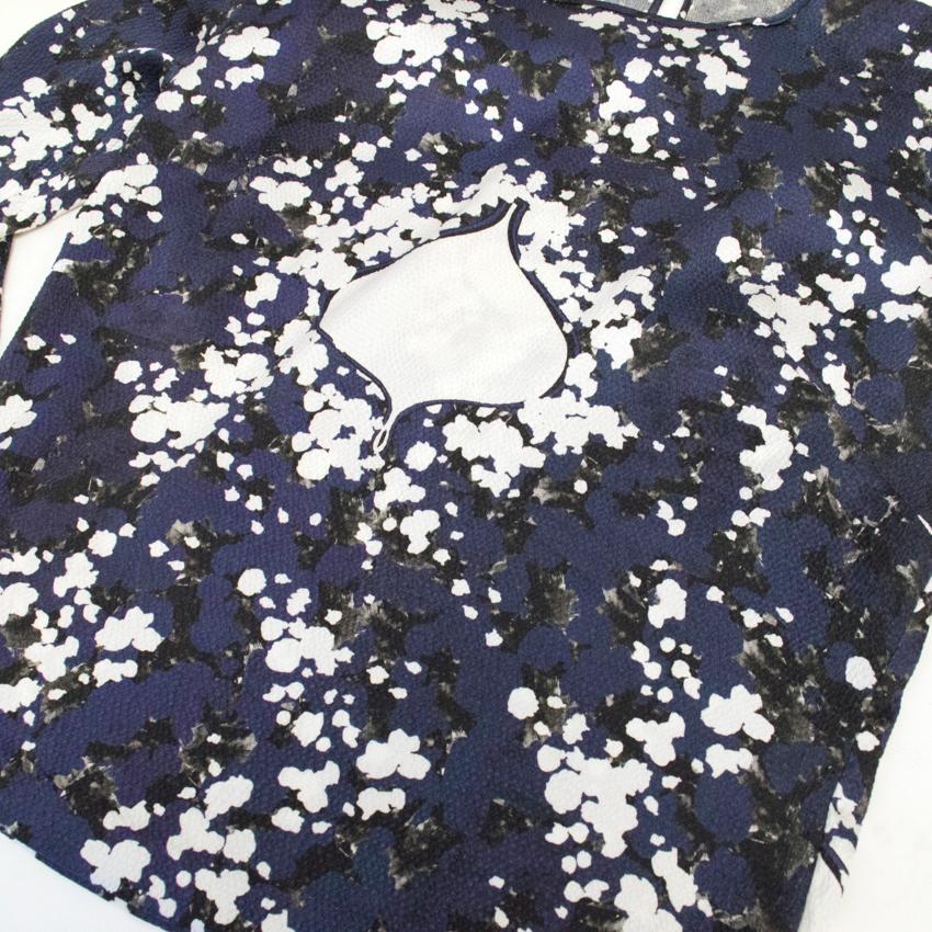 Preowned Michael Van Der Ham Printed Crepe Top Floral / Patterned silk