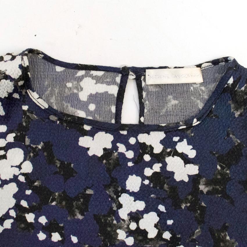 Preowned Michael Van Der Ham Printed Crepe Top Floral / Patterned silk