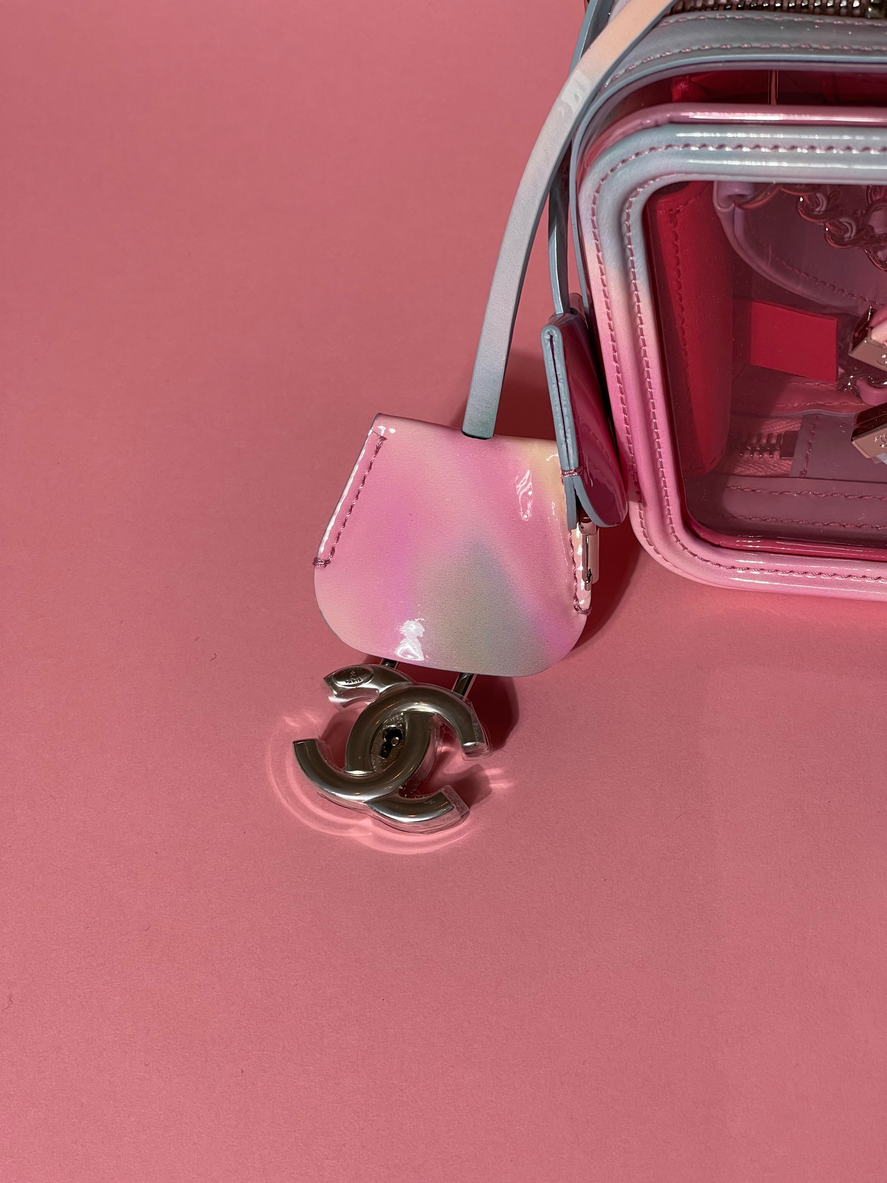 Chanel Small Pastel PVC Vanity Case pink leather