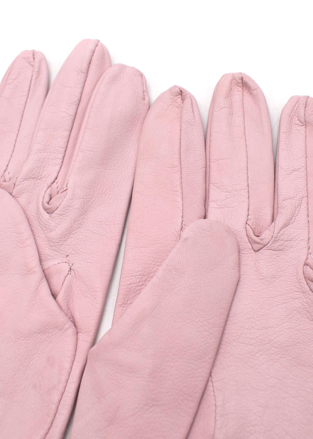 Emilia Wickstead Pearl and Crystal Embellished Pink Leather Gloves Size M