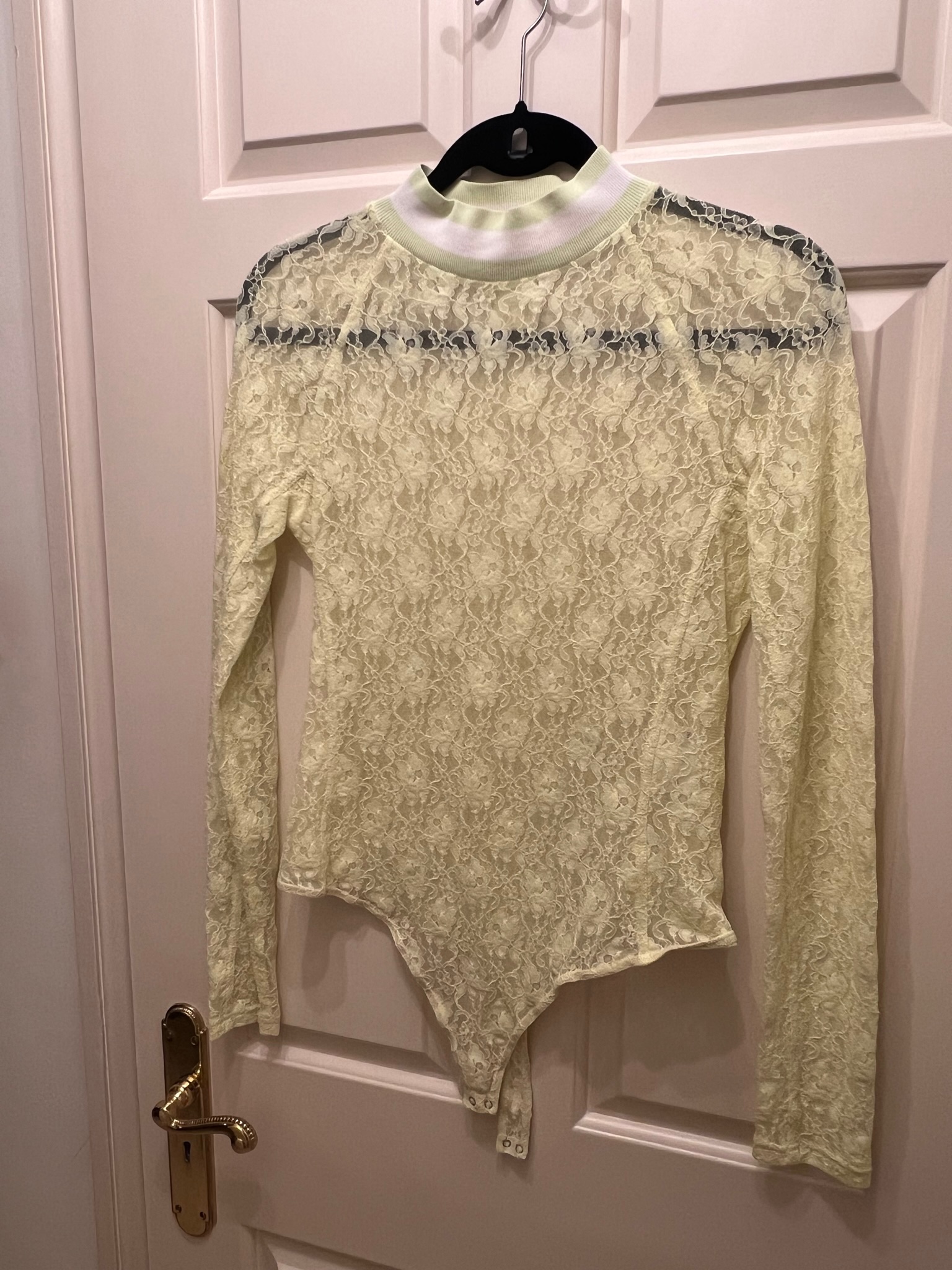 Alexander Wang Floral Lace Long Sleeved Bodysuit Size M Yellow