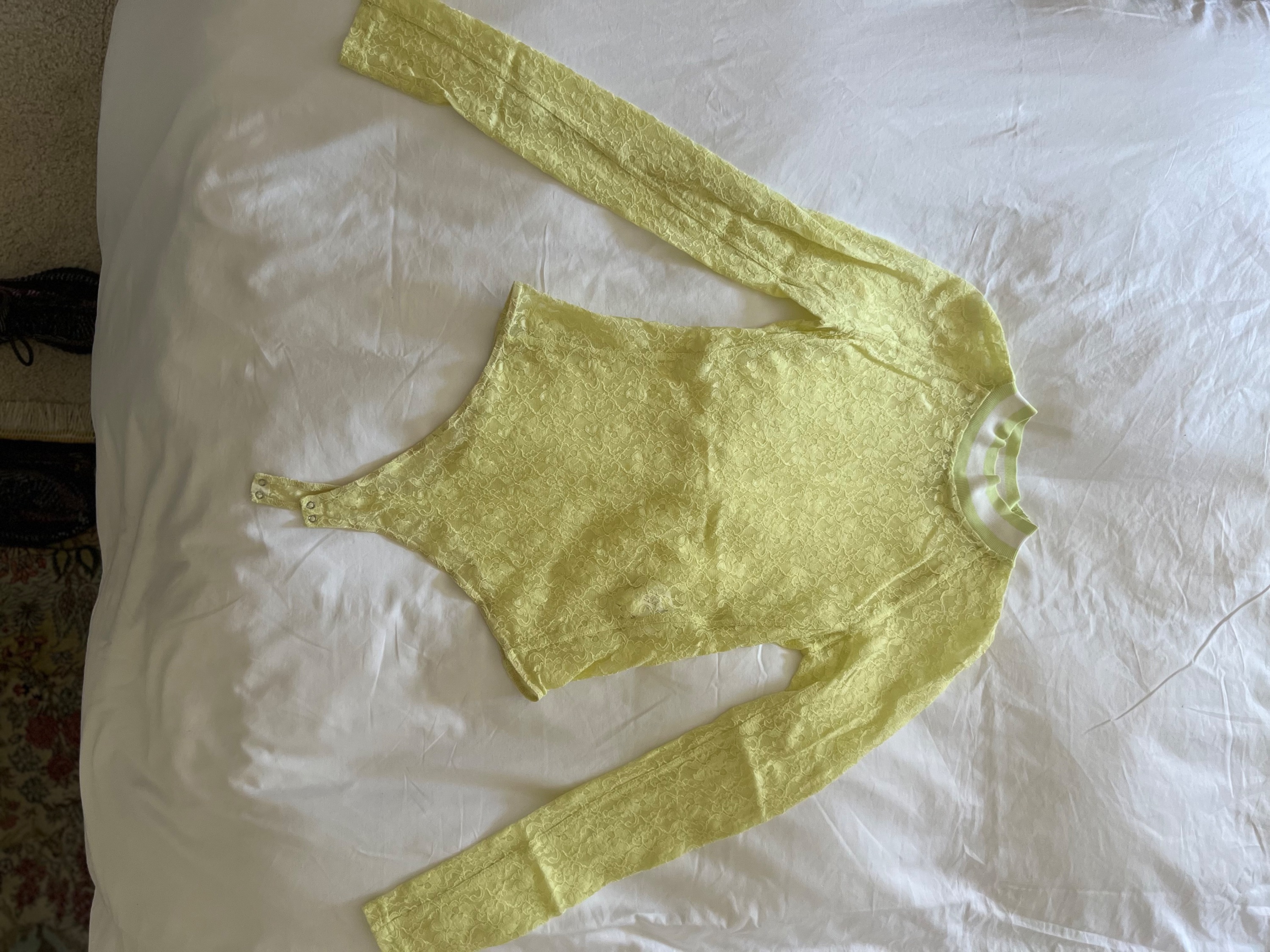 Alexander Wang Floral Lace Long Sleeved Bodysuit Size M Yellow