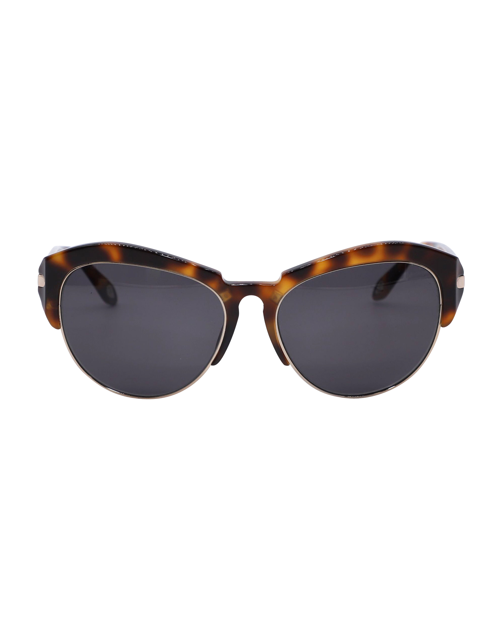 Preowned Givenchy Tortoiseshell acetate Clubmaster sunglasses brown print