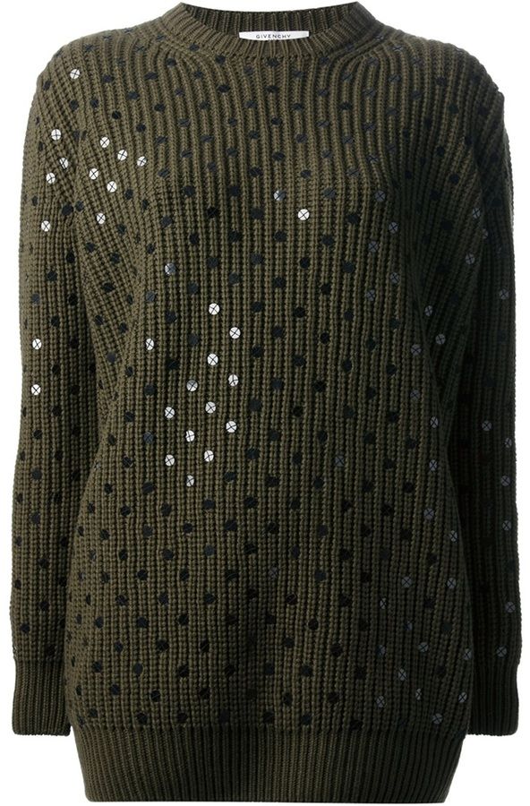 Givenchy Khaki Sequin Embellished Jumper Size S