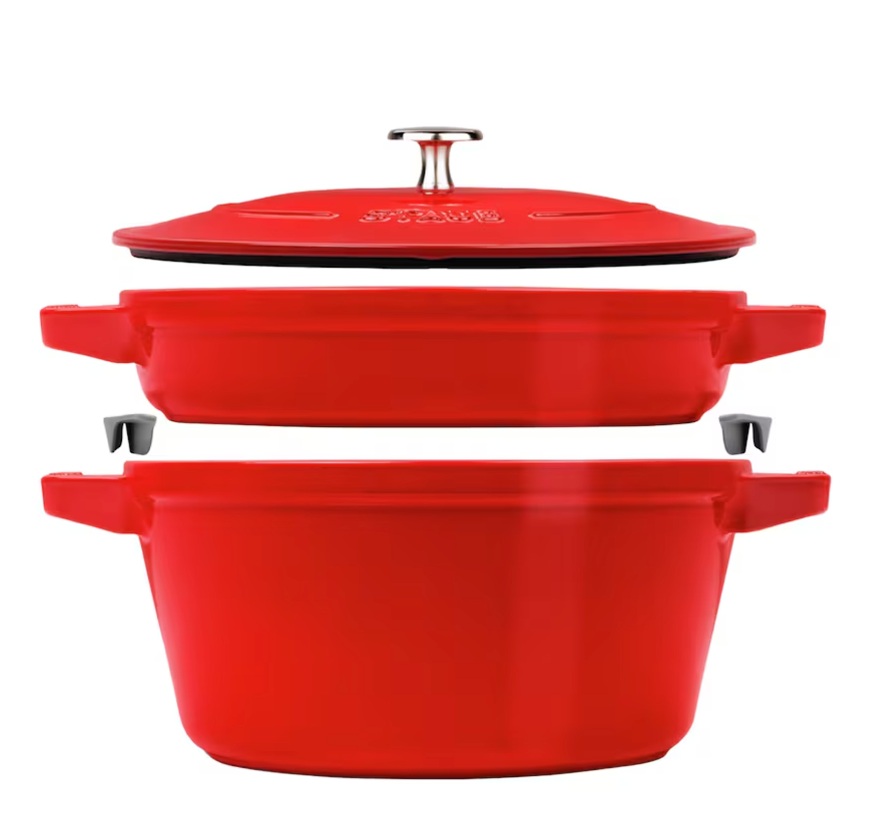 Men's Staub 2-Piece Round Stackable Cocotte Set In Cherry Cherry Red cast iron