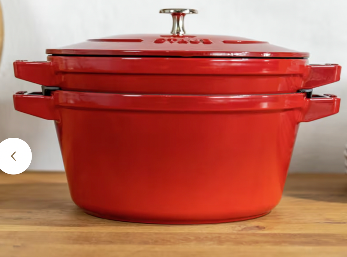 Men's Staub 2-Piece Round Stackable Cocotte Set In Cherry Cherry Red cast iron