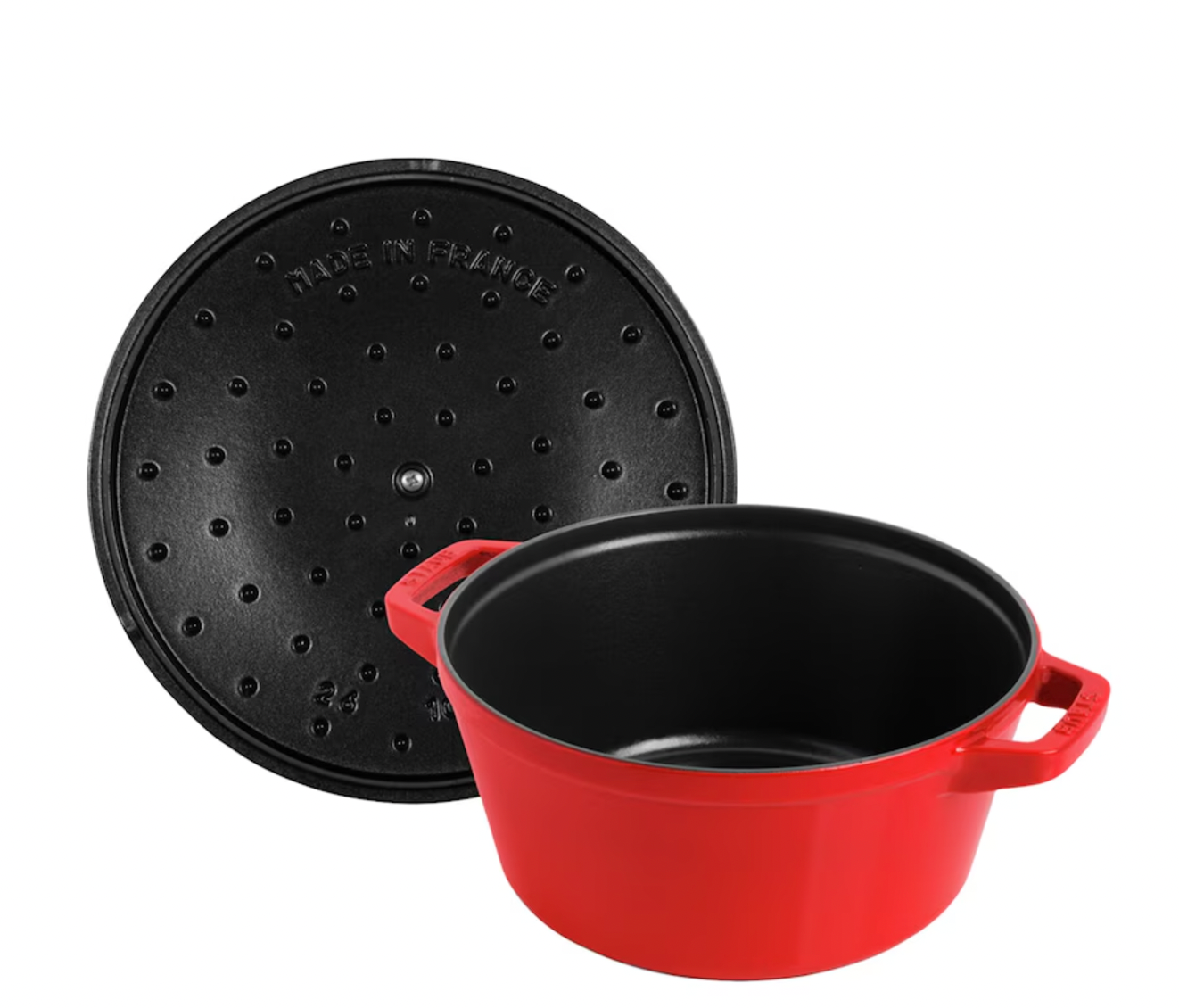 Men's Staub 2-Piece Round Stackable Cocotte Set In Cherry Cherry Red cast iron