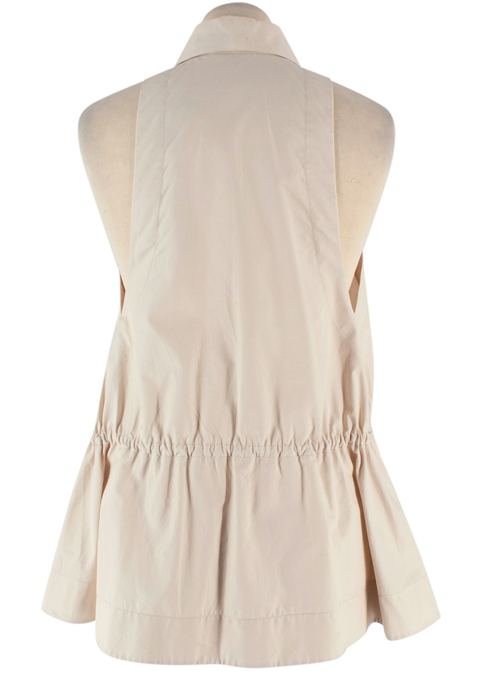 Preowned Alaia Beige Poplin Drawstring Waist Sleeveless Shirt Size S cotton