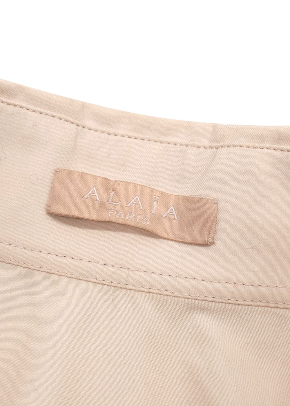 Preowned Alaia Beige Poplin Drawstring Waist Sleeveless Shirt Size S cotton