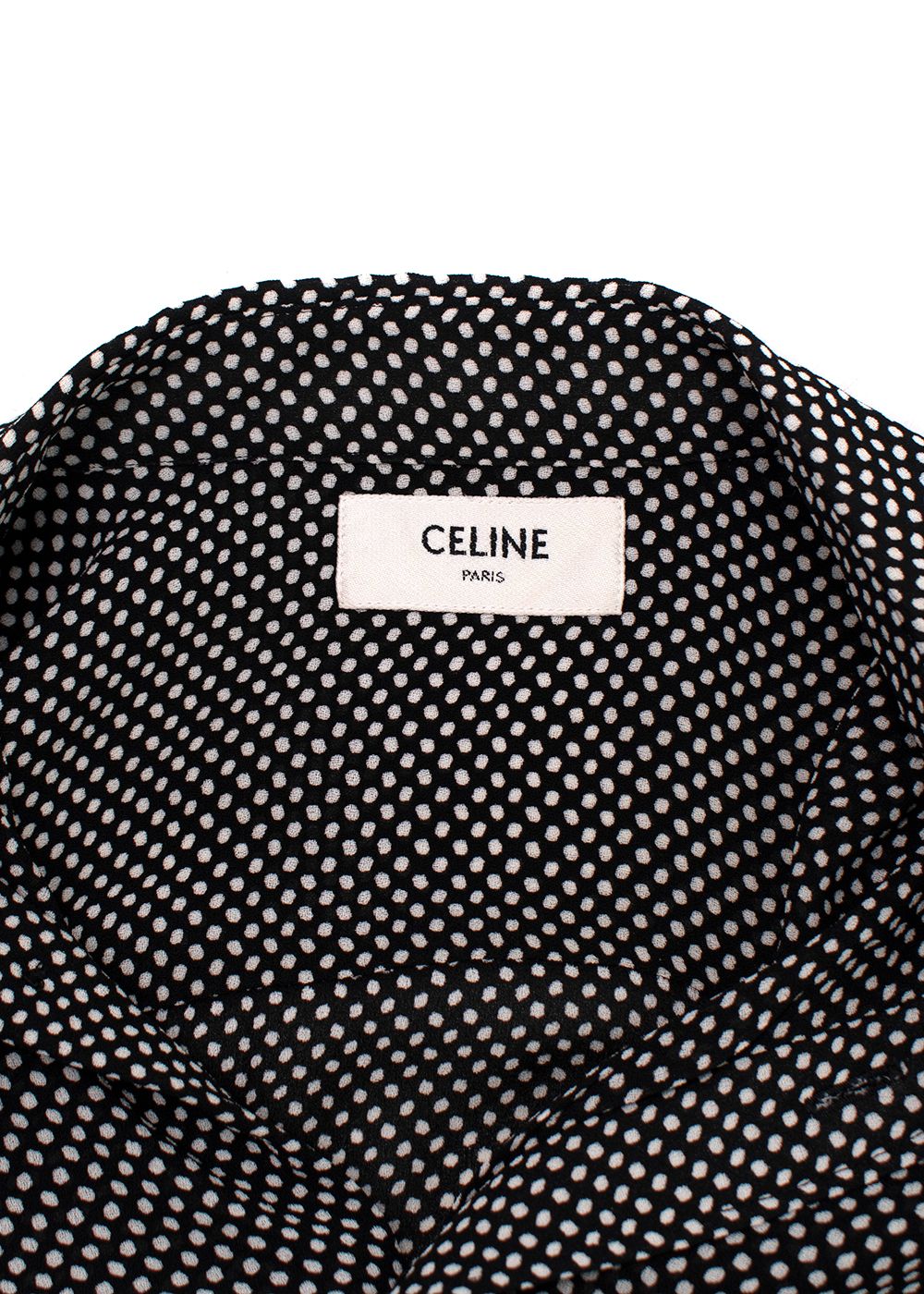 Preowned Celine Black and White Polka Dot Shirt Size XXS viscose