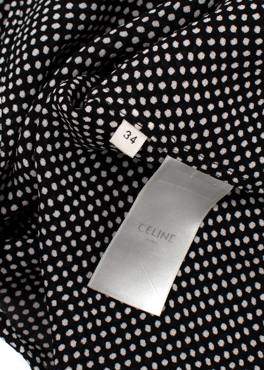 Preowned Celine Black and White Polka Dot Shirt Size XXS viscose