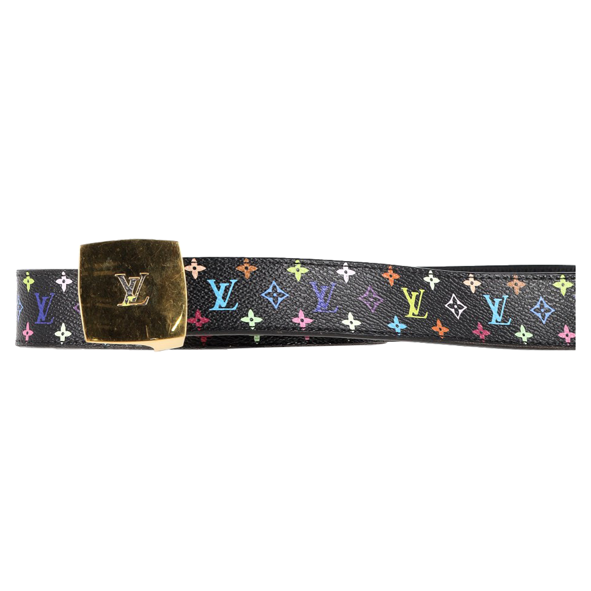 Men's Preowned Louis Vuitton Black Monogram LV Cut Reversible Belt leather