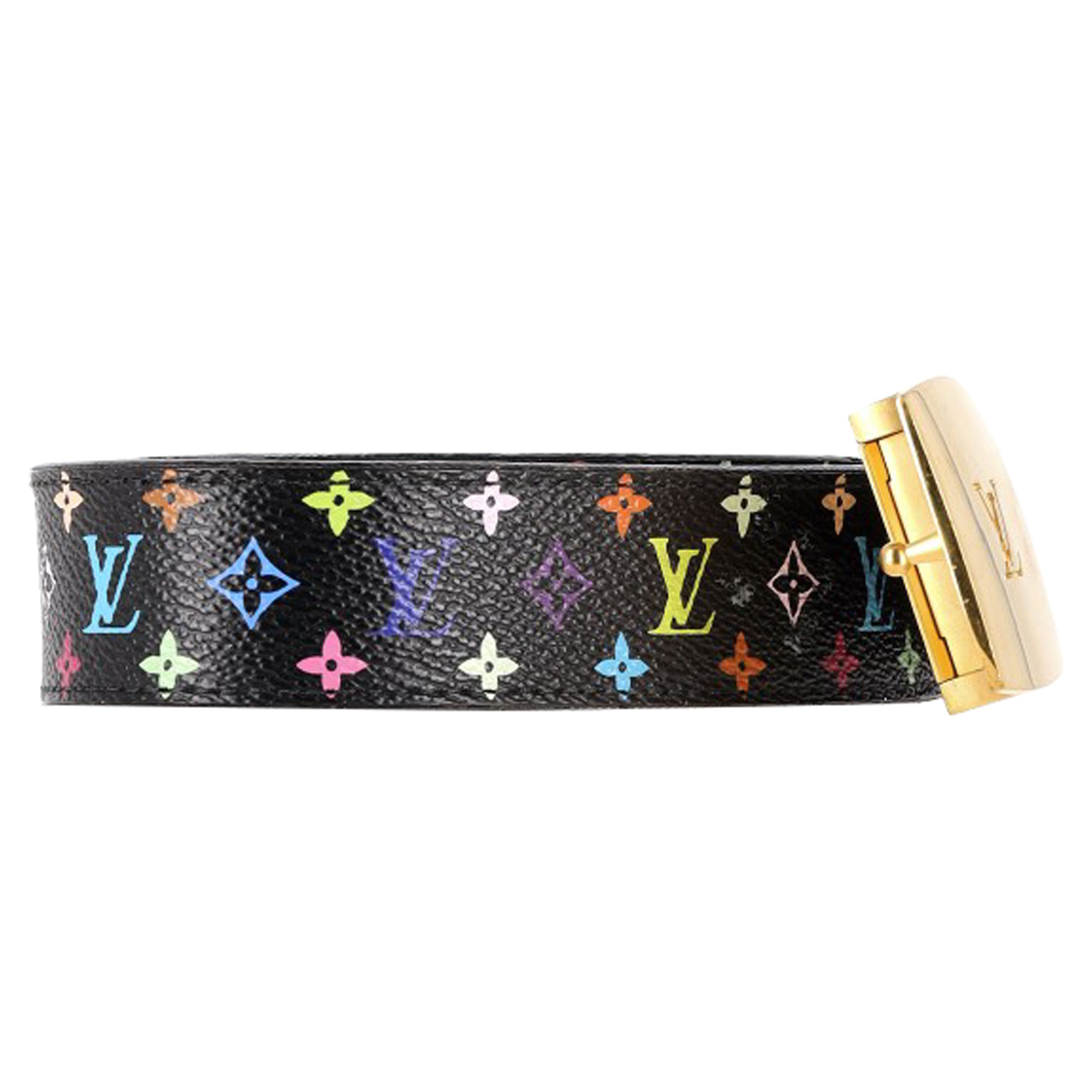 Men's Preowned Louis Vuitton Black Monogram LV Cut Reversible Belt leather