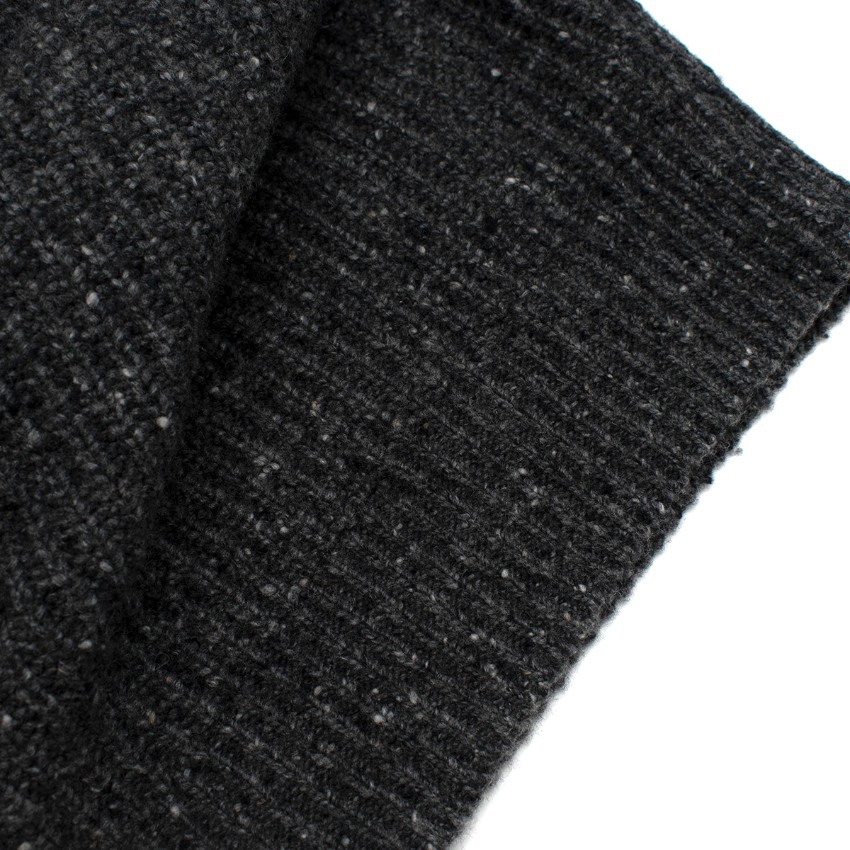 Men's Preowned Alex Mill Charcoal Grey Melange Ribbed Wool-Blend Polo Neck Size XS wool