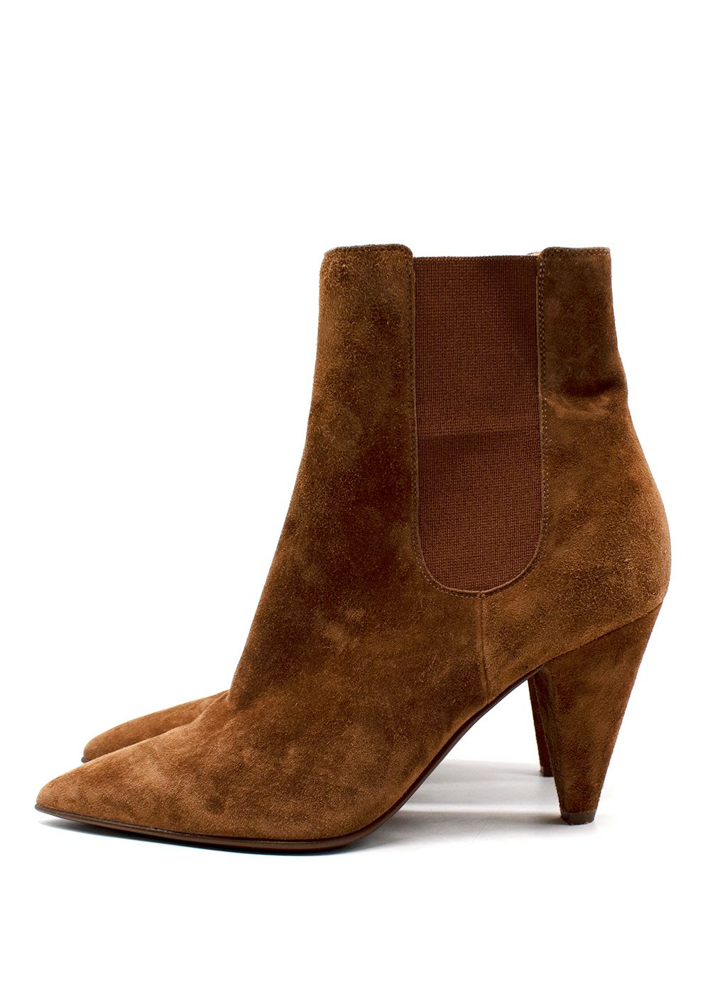 Preowned Ginavito Rossi Brown Suede Ankle Boots Size 375 suede/leather