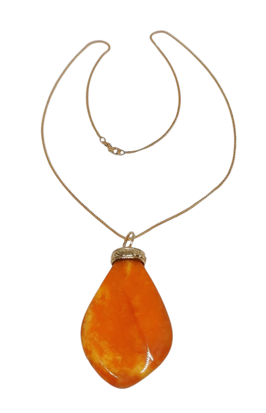 Preowned Bespoke Baltic Amber Yellow Gold Necklace