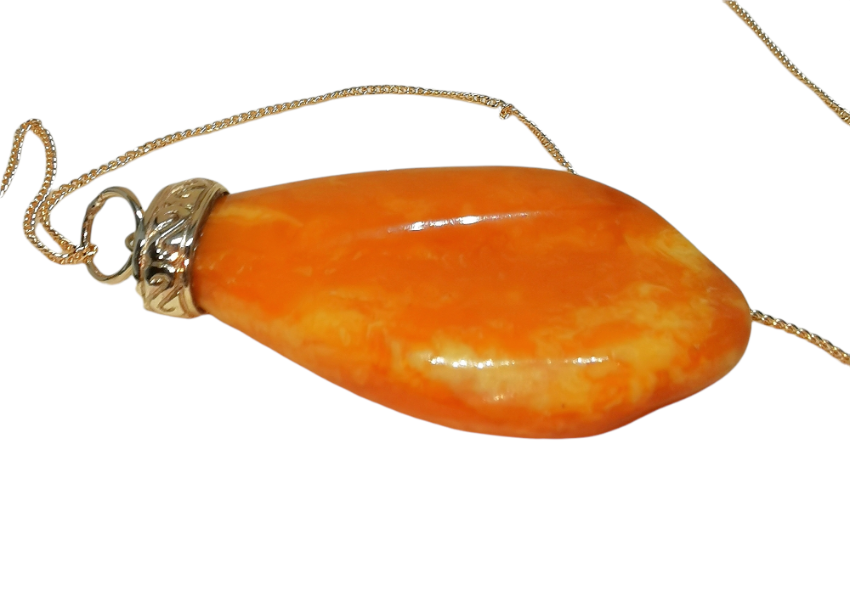 Preowned Bespoke Baltic Amber Yellow Gold Necklace