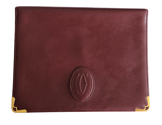 Preowned Cartier Bordeaux Leather Clutch Bag bordeaux and gold leather/ct gold-plated hardware