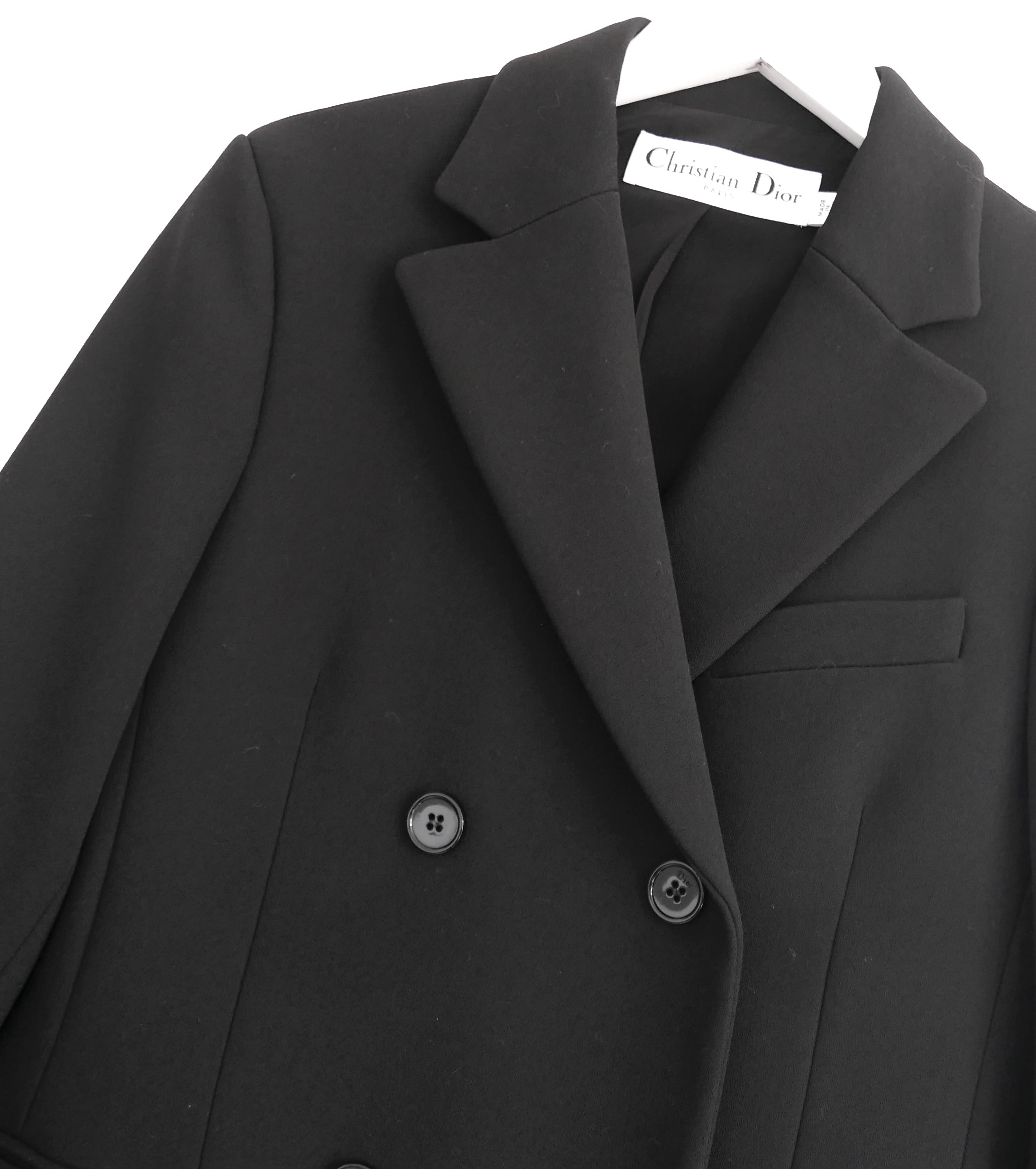 Dior Black Double Breasted Wool Coat Size M