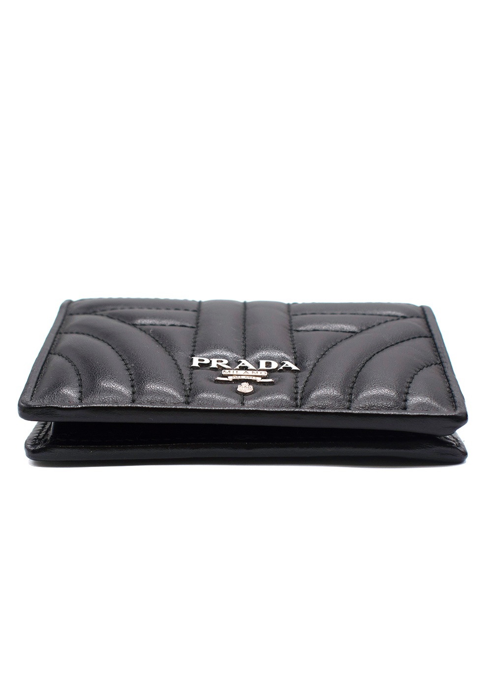 Prada Black Textured Bifold Small Leather Wallet