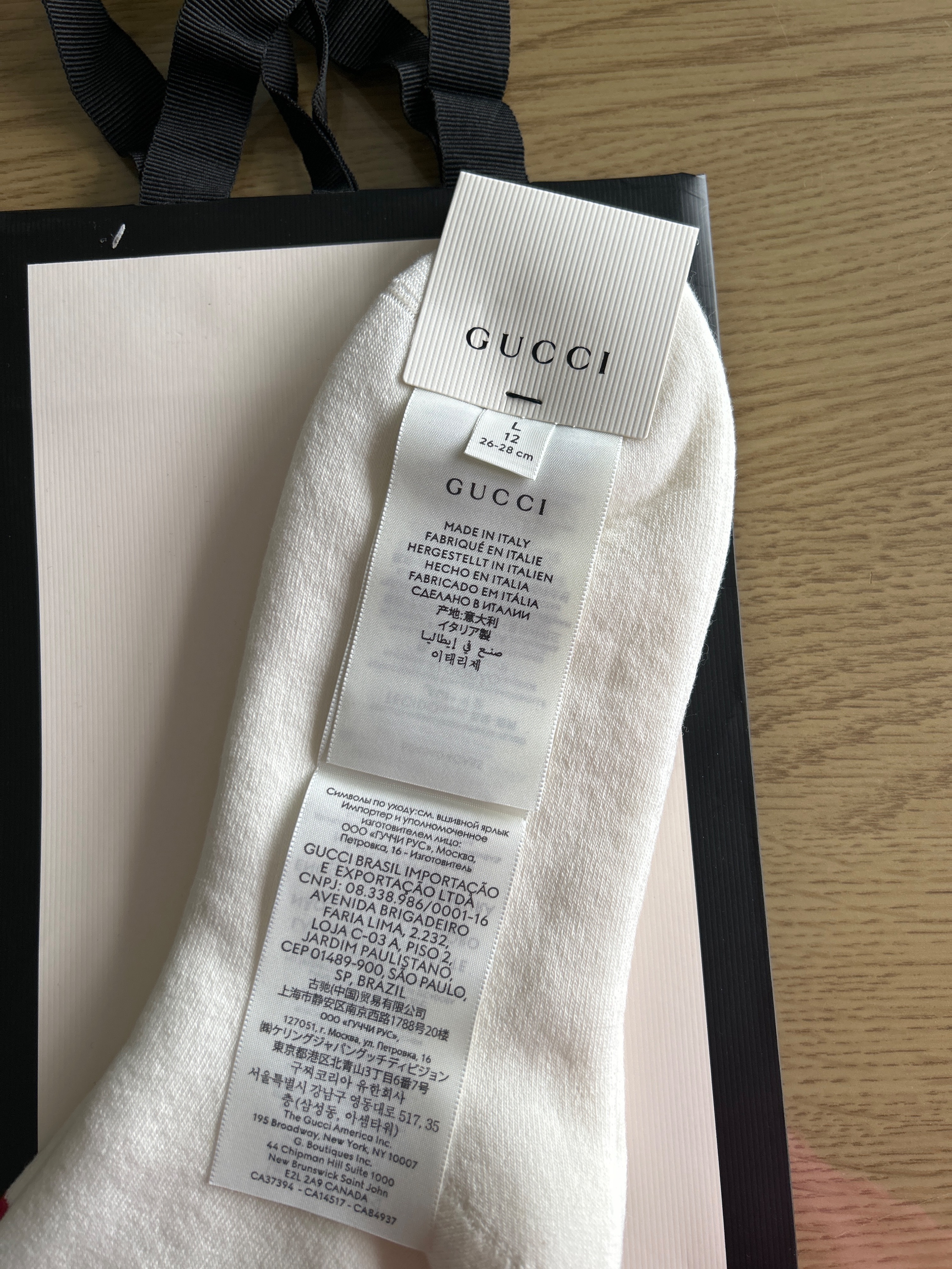 Gucci White Interlocking G Socks Size L Cream cotton