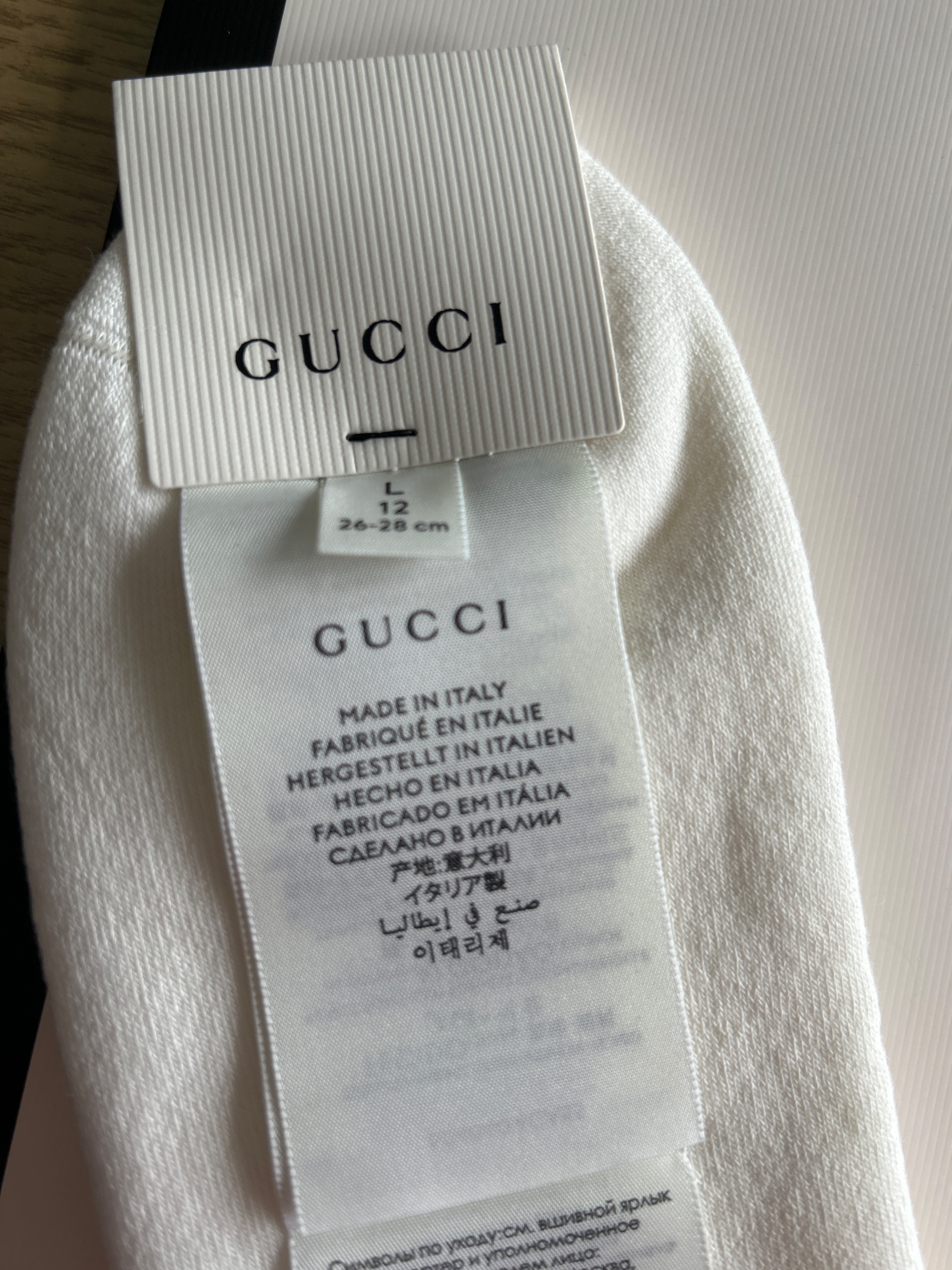 Gucci White Interlocking G Socks Size L Cream cotton