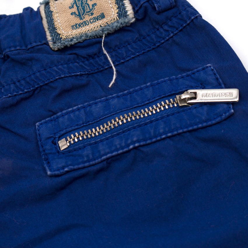 Roberto Cavalli Boys Blue Cargo Shorts Size 12-18 Months cotton